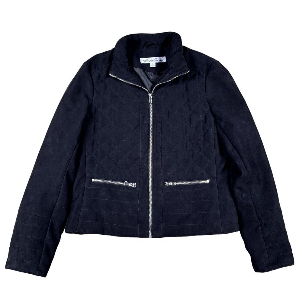 Kenneth Cole New York Womens Quilted Black Light Weight Jacket Size Medium